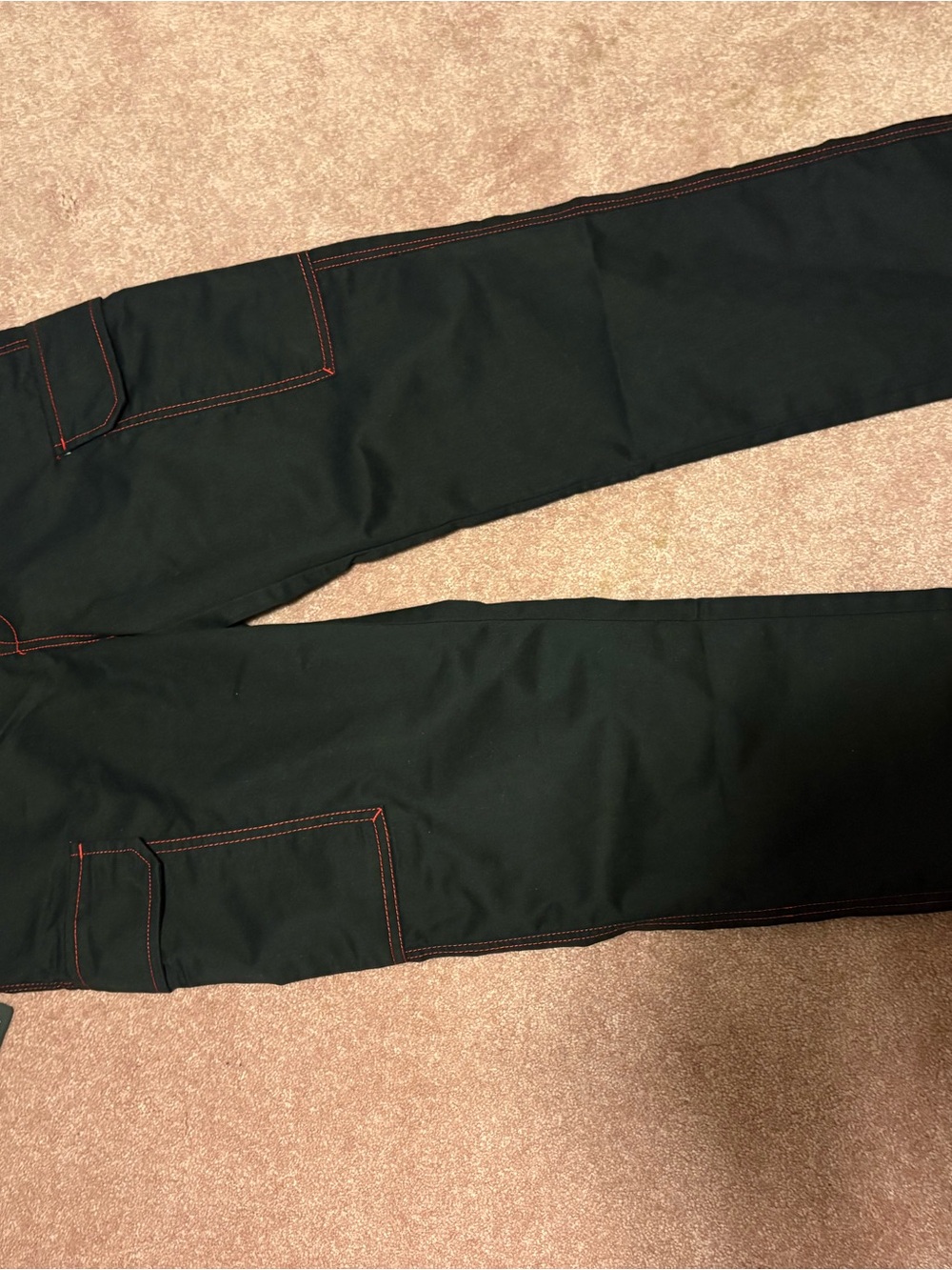 True Religion Black Cargo Pants with Red Stitching